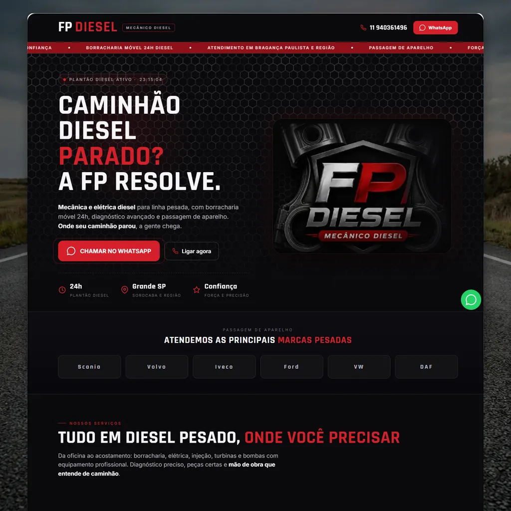 Site da FP Diesel — Mecânico Diesel 24h